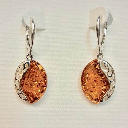 Click to view detail for HWG-2340 Earrings Oval with Silver Accent Dangles $60